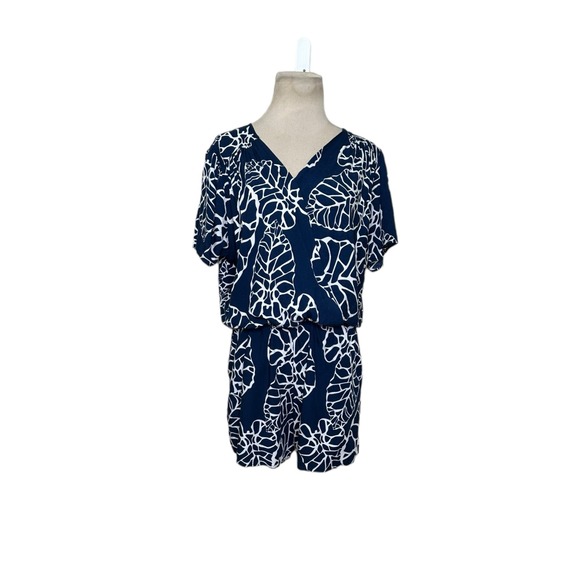 Escapada blue white tropical print romper size medium - Picture 12 of 12